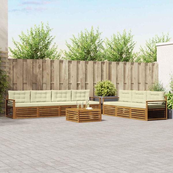 Комплект дивани за открито 8 pcs Натурален и Крема