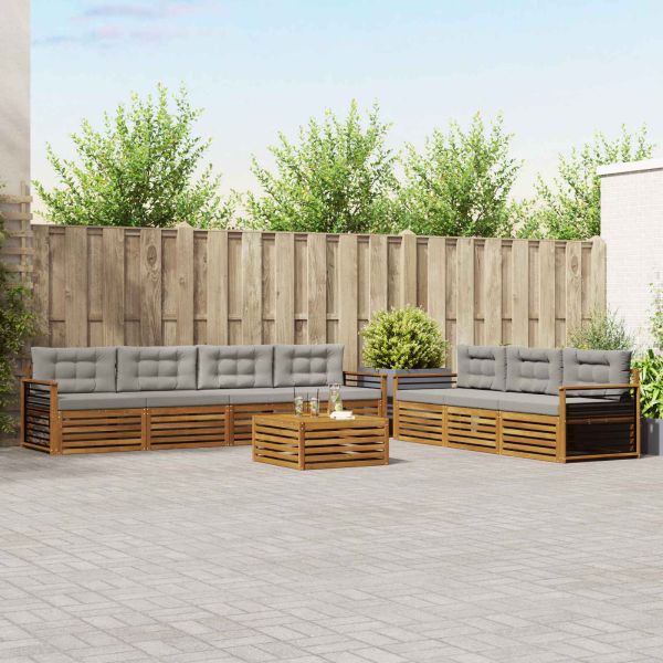 Комплект дивани за открито 8 pcs Естествено и светло сиво