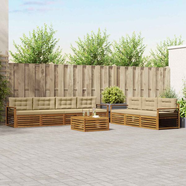 Комплект дивани за открито 8 pcs Натурален и Бежов