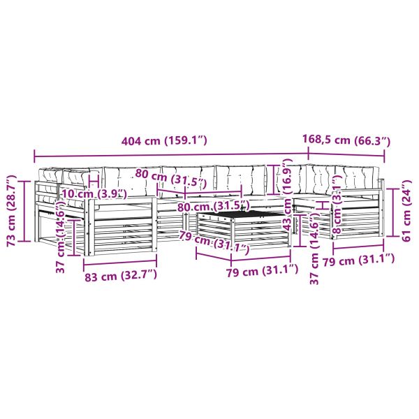 Комплект дивани за открито 8 pcs Натурален и Крема