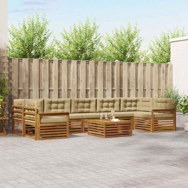 Комплект дивани за открито 8 pcs Натурален и Бежов
