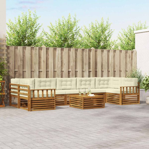 Комплект дивани за открито 8 pcs Натурален и Крема