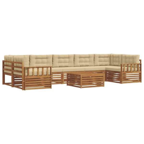 Комплект дивани за открито 8 pcs Натурален и Бежов