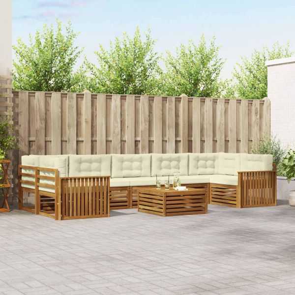 Комплект дивани за открито 8 pcs Натурален и Крема
