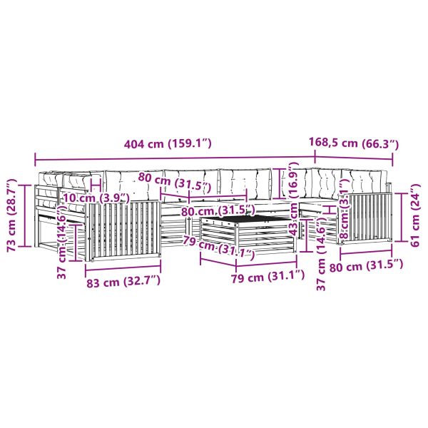 Комплект дивани за открито 8 pcs Натурален и Крема