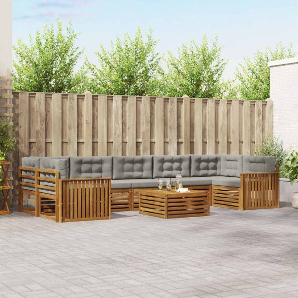 Комплект дивани за открито 8 pcs Естествено и светло сиво