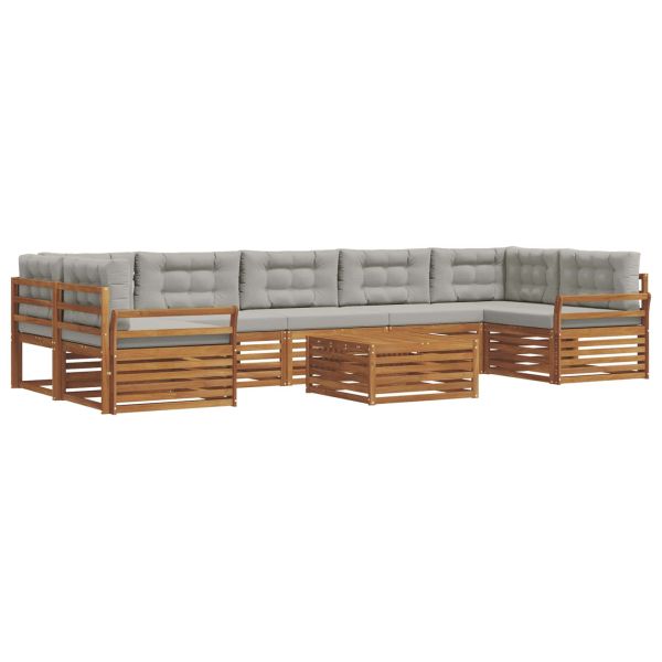 Комплект дивани за открито 8 pcs Естествено и светло сиво