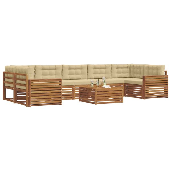 Комплект дивани за открито 8 pcs Натурален и Бежов