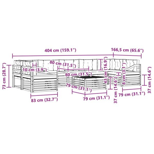 Комплект дивани за открито 8 pcs Естествено и светло сиво