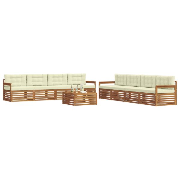 Комплект дивани за открито 9 pcs Натурален и Крема