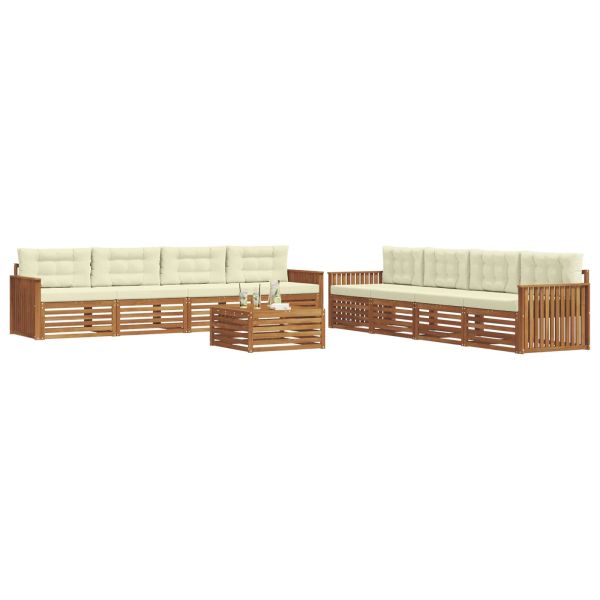 Комплект дивани за открито 9 pcs Натурален и Крема