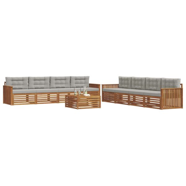 Комплект дивани за открито 9 pcs Естествено и светло сиво