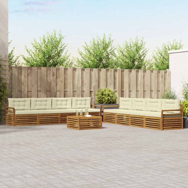 Комплект дивани за открито 9 pcs Натурален и Крема