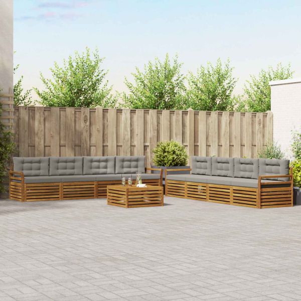 Комплект дивани за открито 9 pcs Естествено и светло сиво