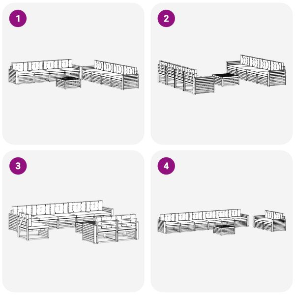 Комплект дивани за открито 9 pcs Натурален и Бежов