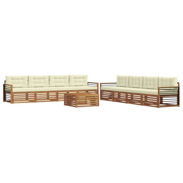 Комплект дивани за открито 9 pcs Натурален и Крема