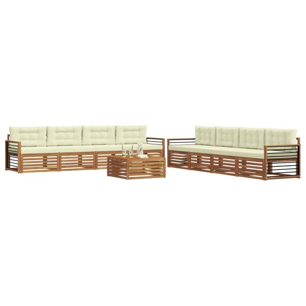 Комплект дивани за открито 9 pcs Натурален и Крема