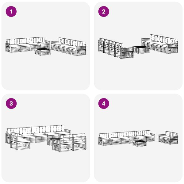 Комплект дивани за открито 9 pcs Естествено и светло сиво