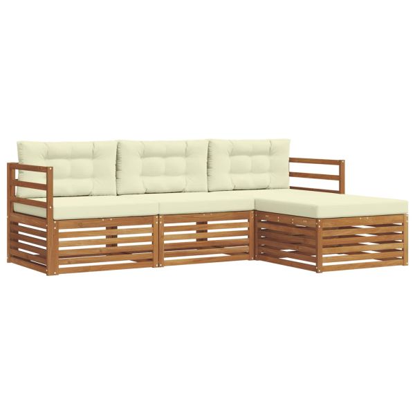 Комплект дивани за открито 4 pcs Натурален и Крема