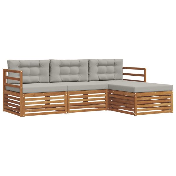 Комплект дивани за открито 4 pcs Естествено и светло сиво