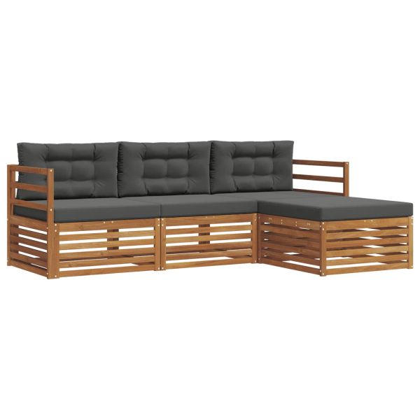 Комплект дивани за открито 4 pcs Натурален и Антрацит