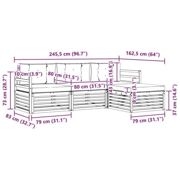 Комплект дивани за открито 4 pcs Натурален и Бежов
