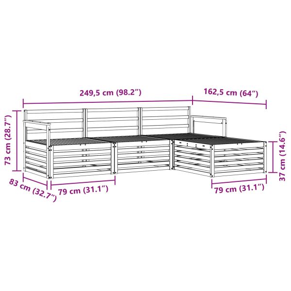 Комплект дивани за открито 4 pcs Естествен