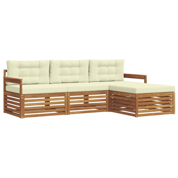 Комплект дивани за открито 4 pcs Натурален и Крема