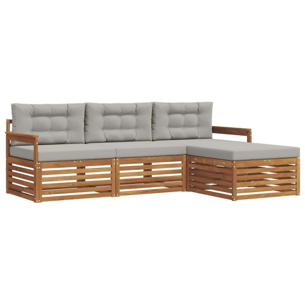 Комплект дивани за открито 4 pcs Естествено и светло сиво