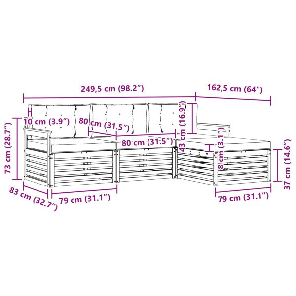 Комплект дивани за открито 4 pcs Натурален и Бежов