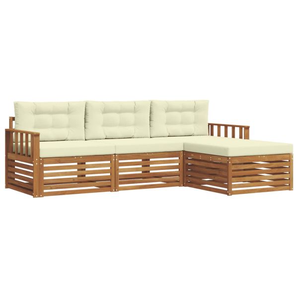 Комплект дивани за открито 4 pcs Натурален и Крема