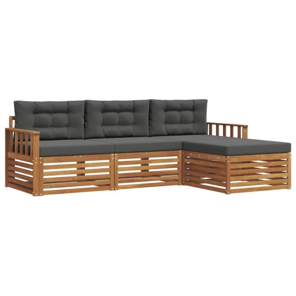 Комплект дивани за открито 4 pcs Натурален и Антрацит