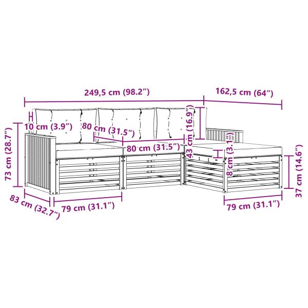 Комплект дивани за открито 4 pcs Естествено и светло сиво
