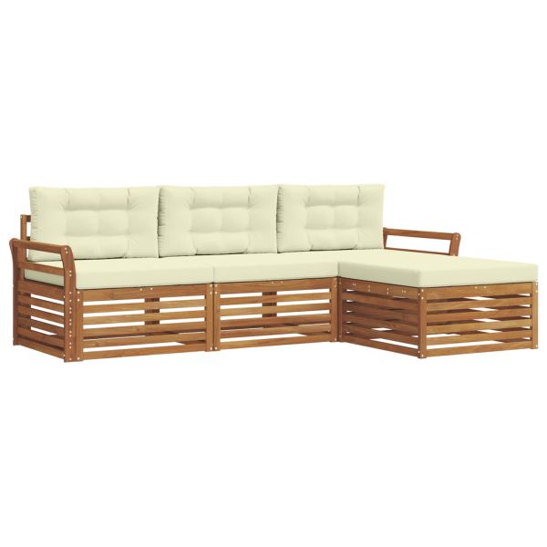 Комплект дивани за открито 4 pcs Натурален и Крема