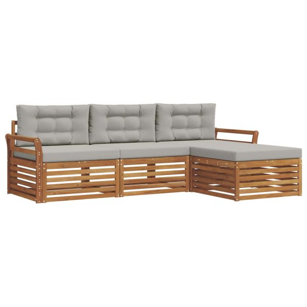 Комплект дивани за открито 4 pcs Естествено и светло сиво