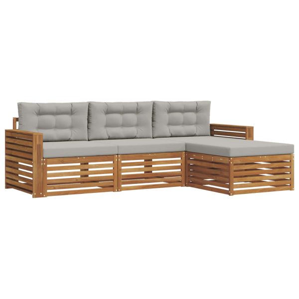 Комплект дивани за открито 4 pcs Естествено и светло сиво