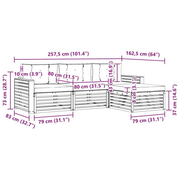 Комплект дивани за открито 4 pcs Естествено и светло сиво