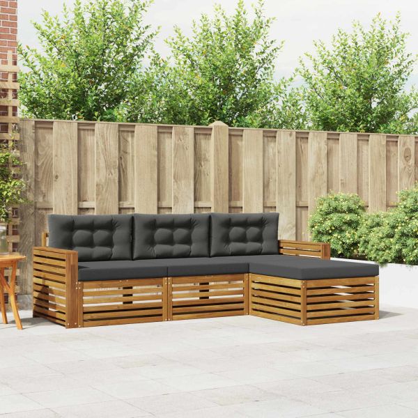 Комплект дивани за открито 4 pcs Натурален и Антрацит