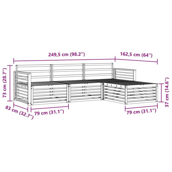 Комплект дивани за открито 4 pcs Естествен