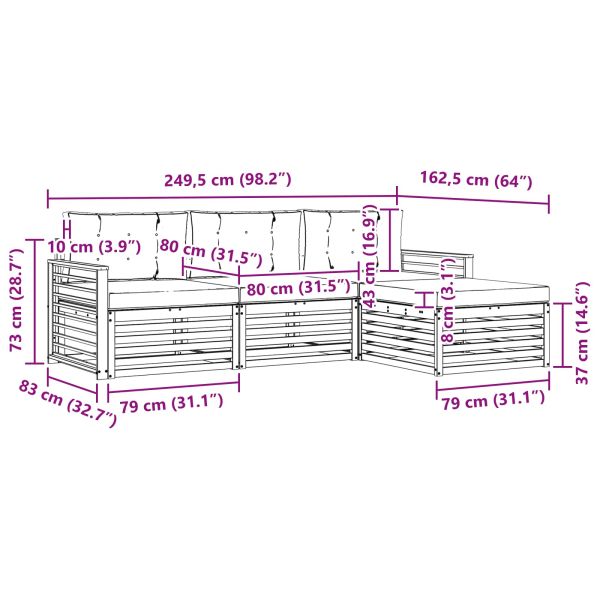 Комплект дивани за открито 4 pcs Натурален и Бежов