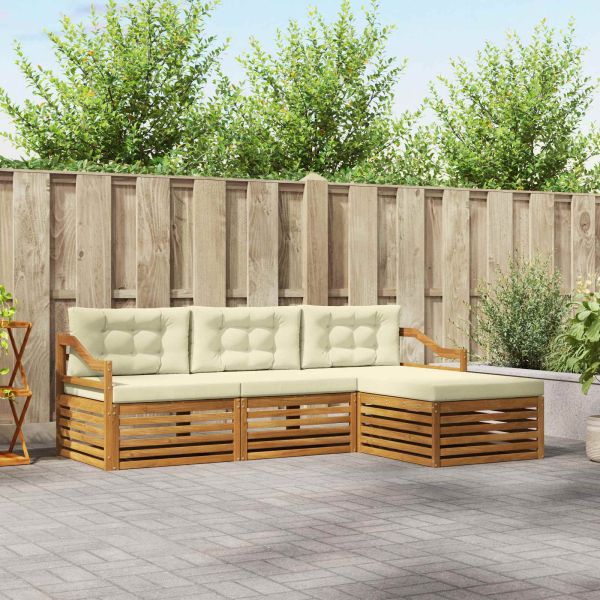 Комплект дивани за открито 4 pcs Натурален и Крема