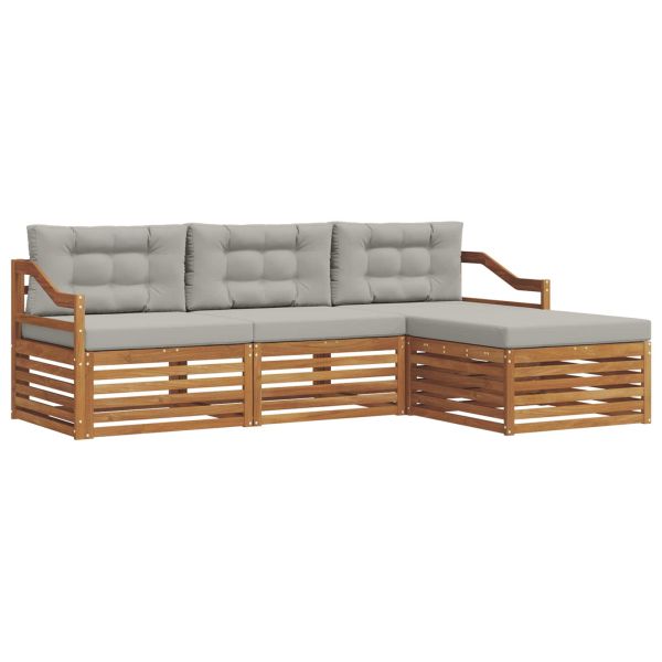 Комплект дивани за открито 4 pcs Естествено и светло сиво