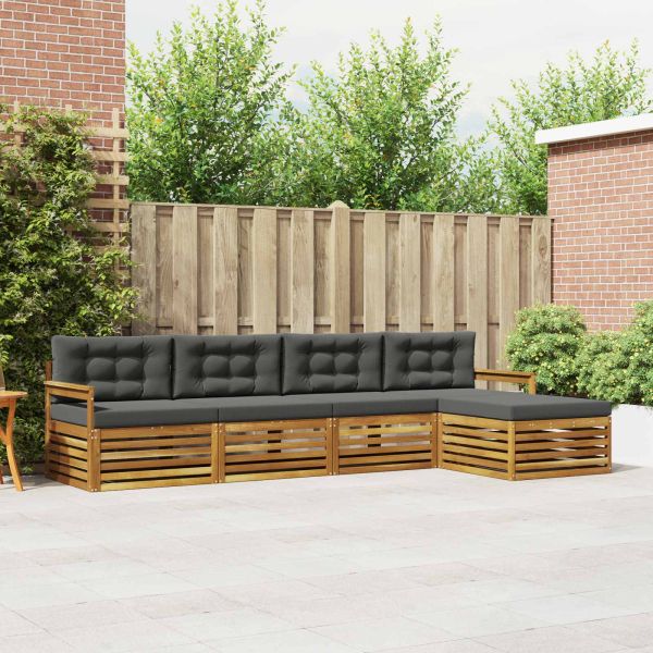 Комплект дивани за открито 5 pcs Натурален и Антрацит