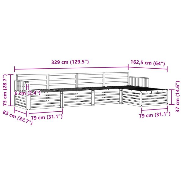 Комплект дивани за открито 5 pcs Естествен