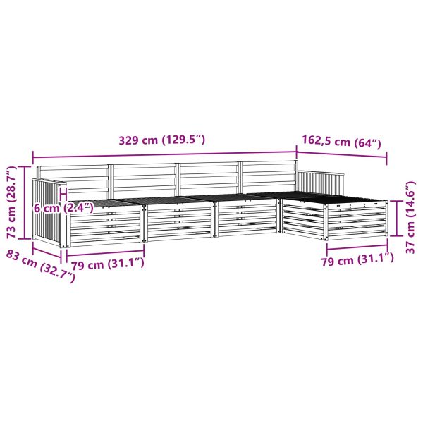 Комплект дивани за открито 5 pcs Естествен