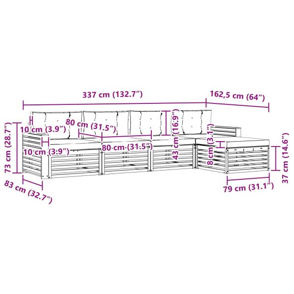 Комплект дивани за открито 5 pcs Естествено и светло сиво