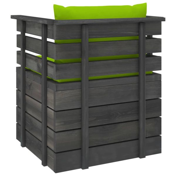 Градински фотьойл с възглавници, борова дървесина