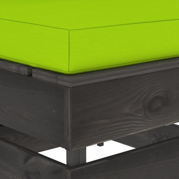 Секционен среден диван с възглавници, сиво импрегнирано дърво