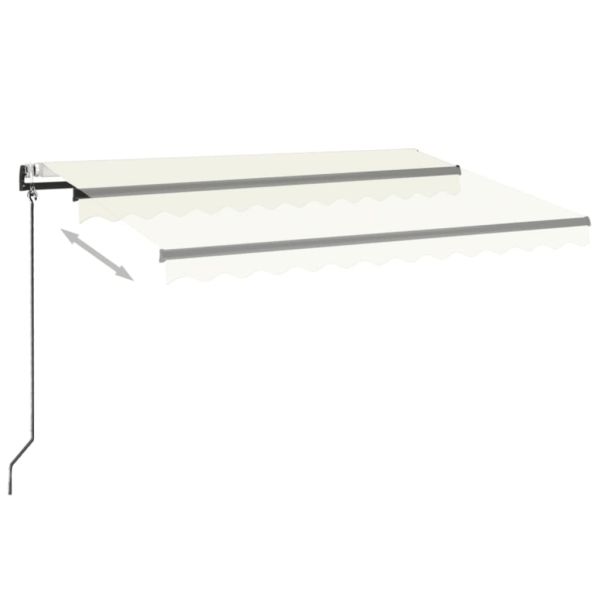 Автоматичен сенник, LED и сензор за вятър, 350x250 см, кремав