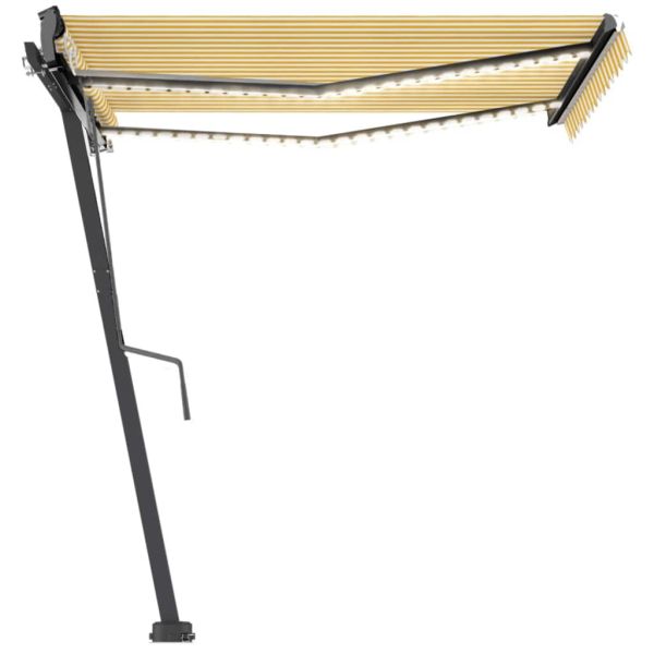 Автоматичен сенник LED и сензор за вятър 300x250 см жълто/бяло